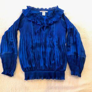 Diane von Furstenburg silk micro pleated blouse